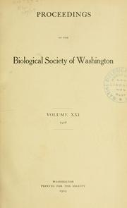 Cover of: Proceedings of the Biological Society of Washington. by Biological Society of Washington.