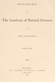 Cover of: Proceedings of the Academy of Natural Sciences of Philadelphia, Volume 67 by Academy of Natural Sciences of Philadelphia