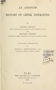 Cover of: An abridged history of Greek literature by Alfred Croiset, Alfred Croiset