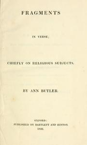 Cover of: Fragments in verse: chiefly on religious subjects.