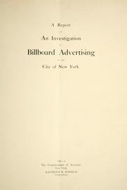 A report on an investigation of billboard advertising in the City of New York by New York (N.Y.). Commissioners of Accounts.