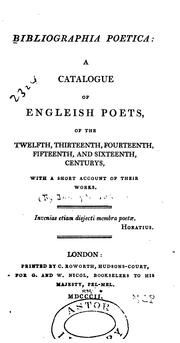 Cover of: Bibliographia poetica by Ritson, Joseph
