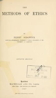 Cover of: The methods of ethics. by Henry Sidgwick