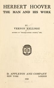 Cover of: Herbert Hoover by Vernon L. Kellogg