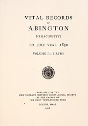 Cover of: Vital records of Abington, Massachusetts by 