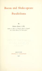 Cover of: Bacon and Shakespeare parallelisms. by Edwin Reed