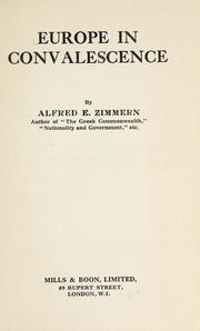 Europe in convalescence by Zimmern, Alfred Eckhard Sir