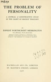 Cover of: The problem of personality by Ernest Northcroft Merrington, Ernest Northcroft Merrington