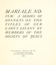Cover of: Mariale novum: a series of sonnets on the titles of Our Lady's litany