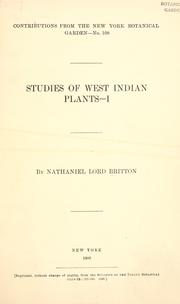 Cover of: Studies in West Indian plants. by Nathaniel Britton