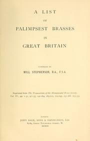 Cover of: A list of palimpsest brasses in Great Britain.