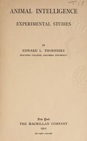 Cover of: Animal intelligence by Edward L. Thorndike