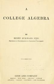 Cover of: college algebra