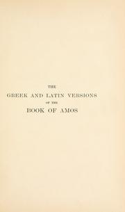 Cover of: Studies in the Greek and Latin versions of the Book of Amos