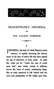 Cover of: Shakespeare's insomnia and the causes thereof by Franklin H. Head