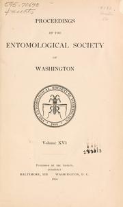 Cover of: Proceedings of the Entomological Society of Washington. by Entomological Society of Washington