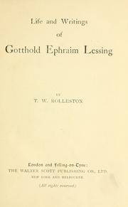 Cover of: Life of Gotthold Ephraim Lessing. by Thomas William Hazen Rolleston