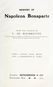 Cover of: Memoirs of Napoleon Bonaparte from the French of F. de Bourrienne.