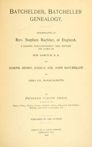 Batchelder, Batcheller genealogy by Frederick Clifton Pierce