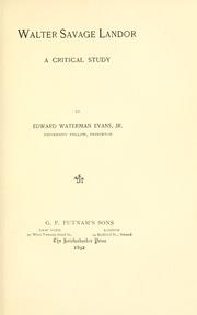 Walter Savage Landor by Edward Waterman Evans