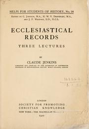 Cover of: Ecclesiastical records by Jenkins, Claude
