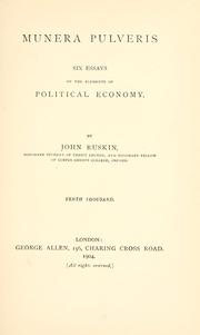 Cover of: Munera pulveris by John Ruskin