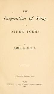 Cover of: The inspiration of song: and other poems.