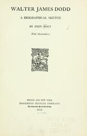 Cover of: Walter James Dodd: a biographical sketch