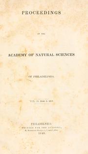Cover of: Proceedings of the Academy of Natural Sciences of Philadelphia, Volume 3