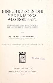 Cover of: Einf©·uhrung in die Vererbungswissenschaft by Richard Benedict Goldschmidt
