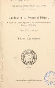 Cover of: Landmarks of botanical history by Edward Lee Greene, Edward Lee Greene