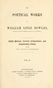 Cover of: Poetical works. by William Lisle Bowles