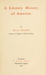 Cover of: A literary history of America. by Barrett Wendell