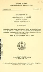 Cover of: Hymenoptera of America north of Mexico by prepared by the staff and collaborators of the Hymenoptera Unit, Insect Identification and Parasite Introduction Research Branch, Entomology Research Division, Agricultural Research Service, under the direction of Karl V. Krombein and B.D. Burks.