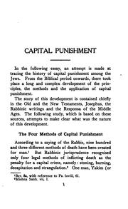 Capital punishment among the Jews by David de Sola Pool