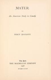 Cover of: Mater by Percy MacKaye