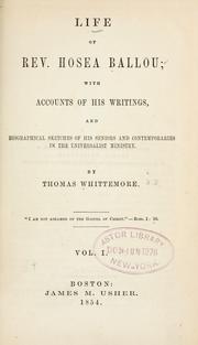 Life of Rev. Hosea Ballou by Thomas Whittemore