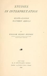 Studies in interpretation by William Henry Hudson