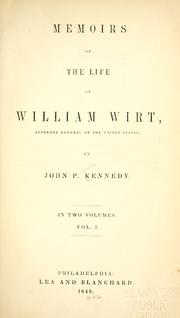 Cover of Memoirs of the life of William Wirt, Attorney-General of the United States