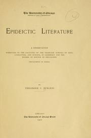 Epideictic literature by Theodore Chalon Burgess