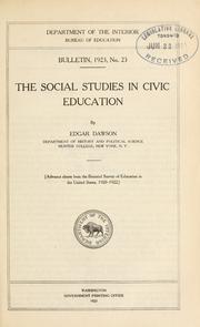 Cover of: The social studies in civic education by Edgar Dawson