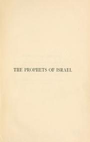 Cover of: The prophets of Israel
