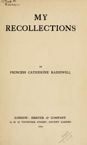 Cover of: My recollections.