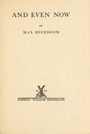 Cover of: And even now by Sir Max Beerbohm