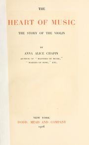 Cover of: The  heart of music by Anna Alice Chapin