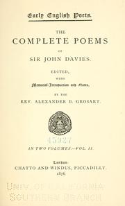 Cover of: The complete poems of Sir John Davies. by Sir John Davies