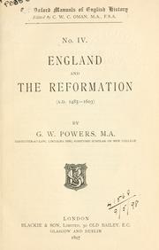 Cover of: England and the Reformation: (A.D. 1485-1603)