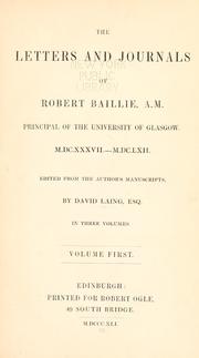 Cover of: The letters and journals of Robert Baillie ... by Baillie, Robert