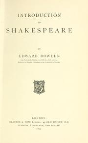Cover of: Introduction to Shakespeare by Dowden, Edward, Dowden, Edward