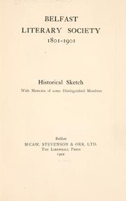 Cover of: Belfast Literary Society 1801-1901 by 